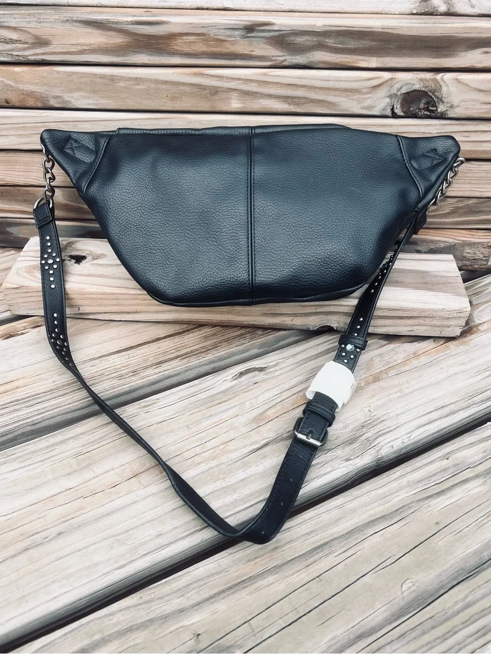 •Black Leather Riveted Crossbody Belt Bag! NEW!
